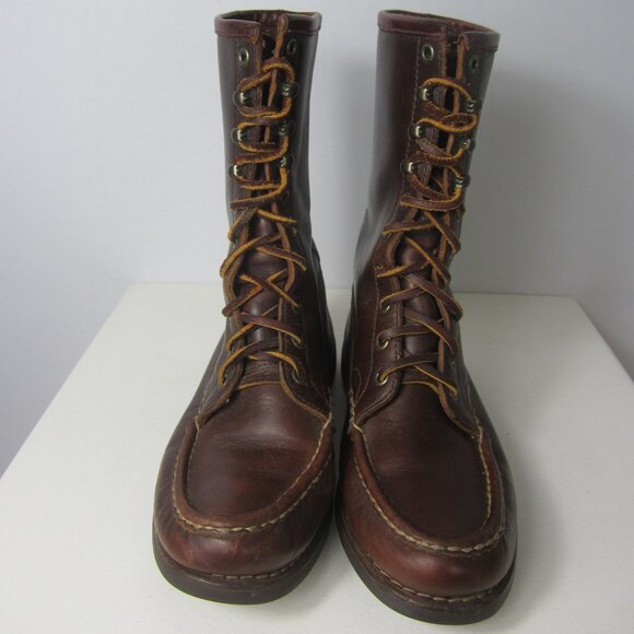 Polo Country Ralph Lauren Women 7.5 M Brown Leather Lace Up Moc Toe Ankle Boots - Picture 3 of 15